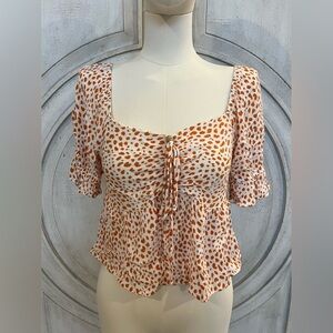 Urban Romantics Women's Burnt  Orange Leopard Dot Top